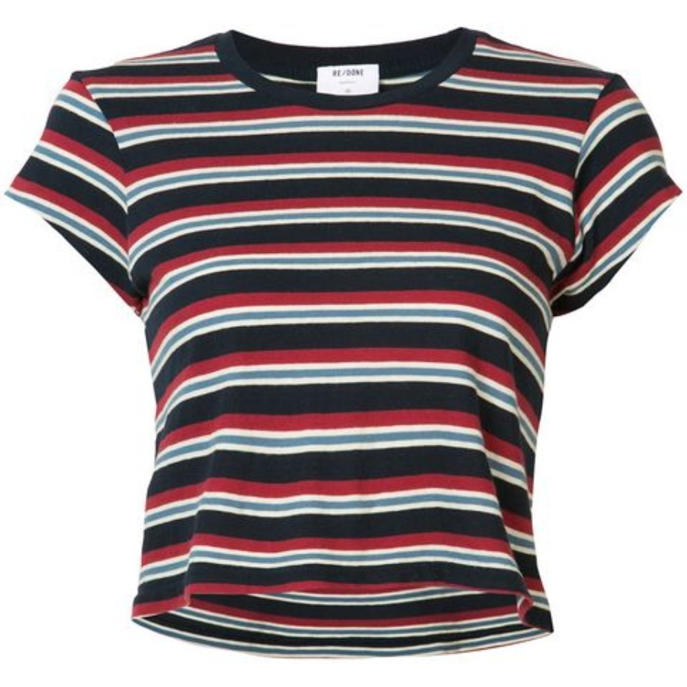 RE/DONE Striped Boxy T-shirt Red and Navy Striped